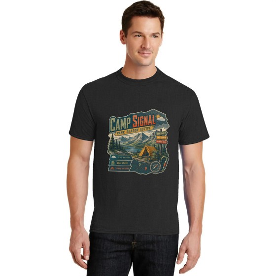 Men's Camp Signal Trail Graphic Short Sleeve Crew Neck Cotton T-Shirt