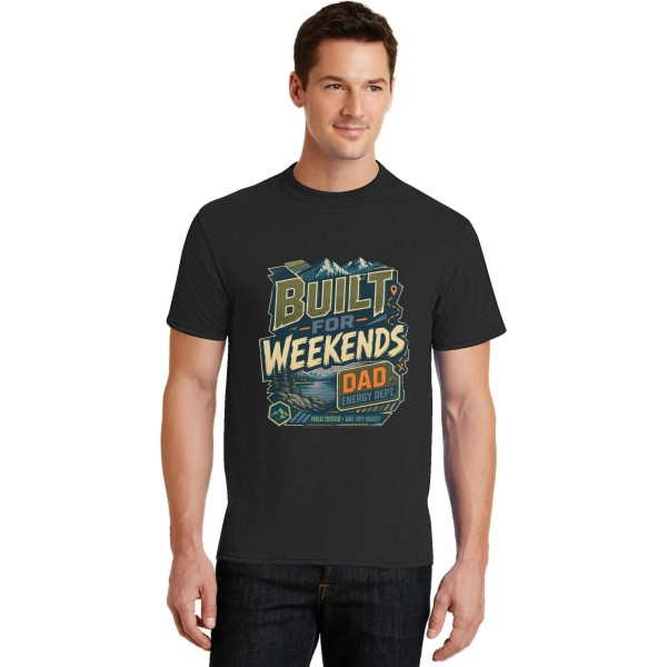 Men's Built For Weekends Mountain Outdoor Graphic Short Sleeve Crew Neck Cotton T-Shirt