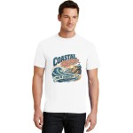 Men's Coastal Summer Surf Beach Graphic Short Sleeve Crew Neck Cotton T-Shirt