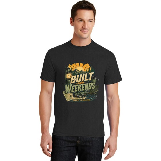 Men's Built For Weekends Camp Graphic Short Sleeve Crew Neck Cotton T-Shirt