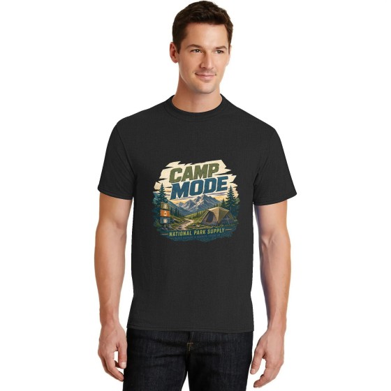 Men's Camp Mode Mountain Graphic Short Sleeve Crew Neck Cotton T-Shirt