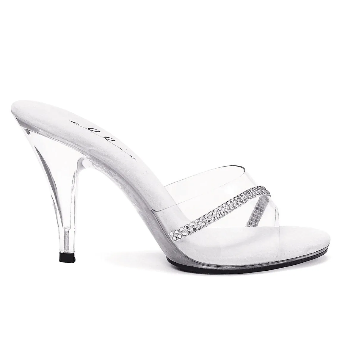 405-JESSE 4" Heel Clear Mule W/Rhinestones.