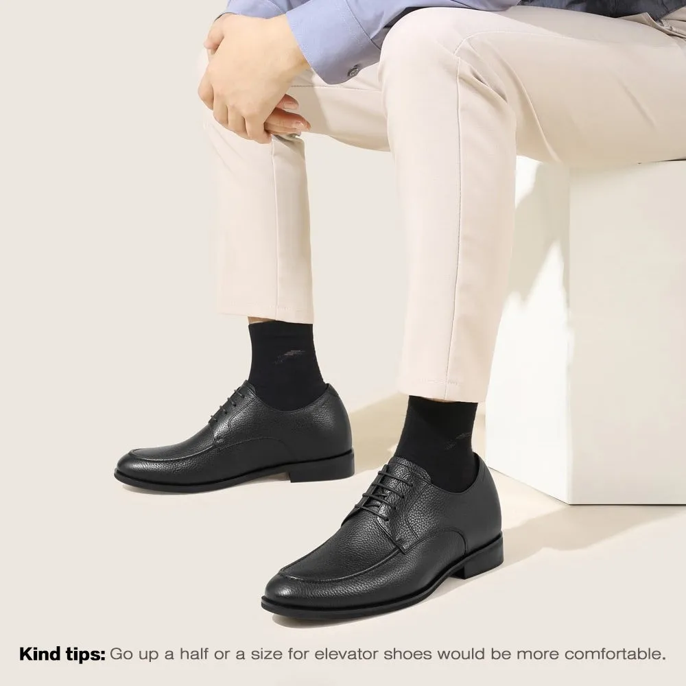 6 CM / 2.36 Inches CMR CHAMARIPA Black Derby Elevator Shoes - Stylish Height-Increasing Men's Footwear with a 6cm Lift