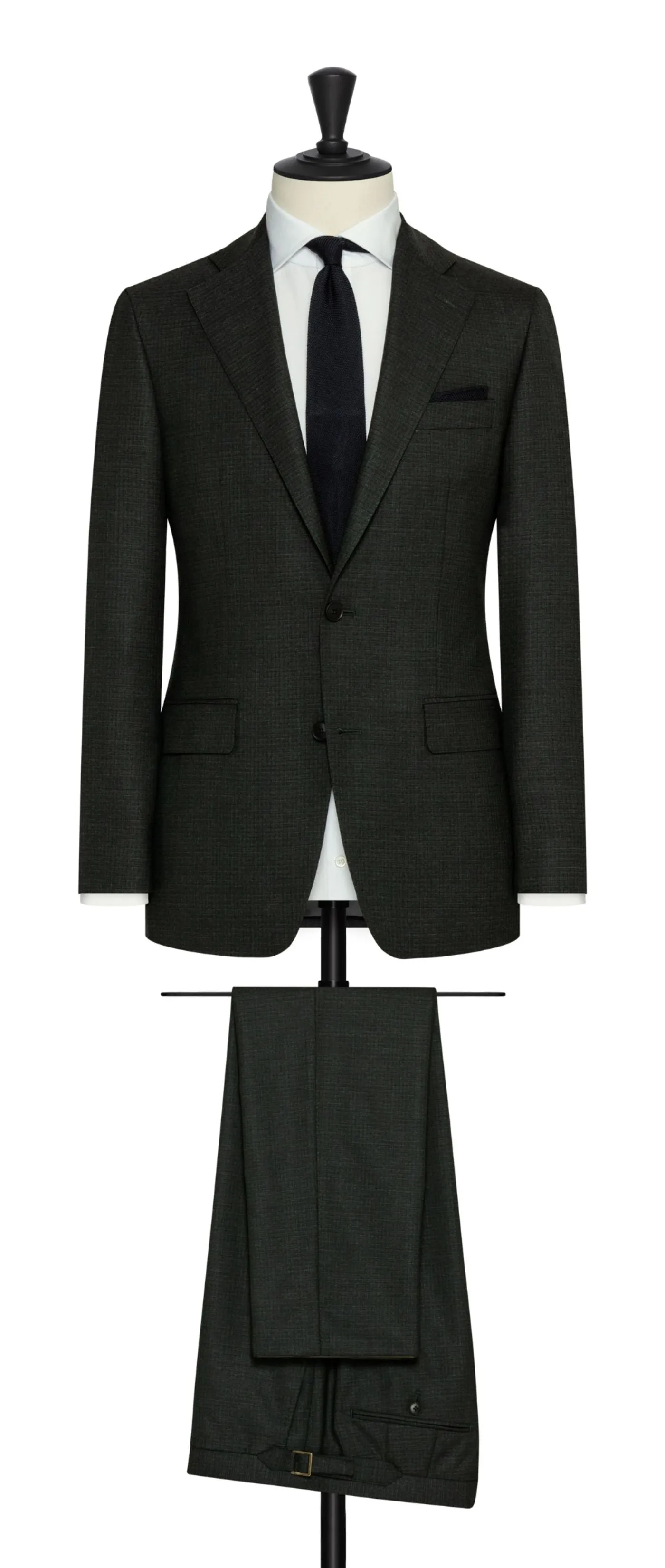 Angelico 365 Doppio Ritorto S130 Merino Wool Forest Green with Subtle Check