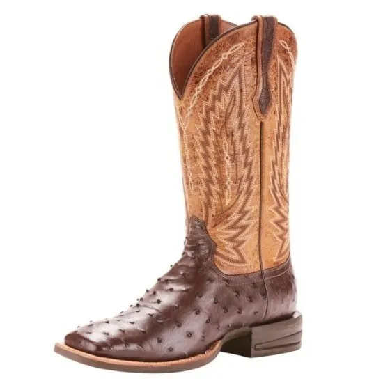 Ariat Men's Cowboy Boots Exotic Ostrich Relentless Platinum