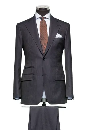 Barberis Canonico 365 Essentials Merino Wool Anthracite Pinstripe Twill Weave