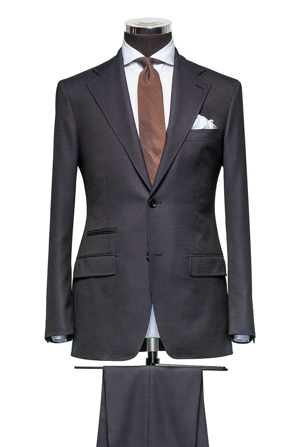 Barberis Canonico 365 Essentials Merino Wool Anthracite Pinstripe Twill Weave