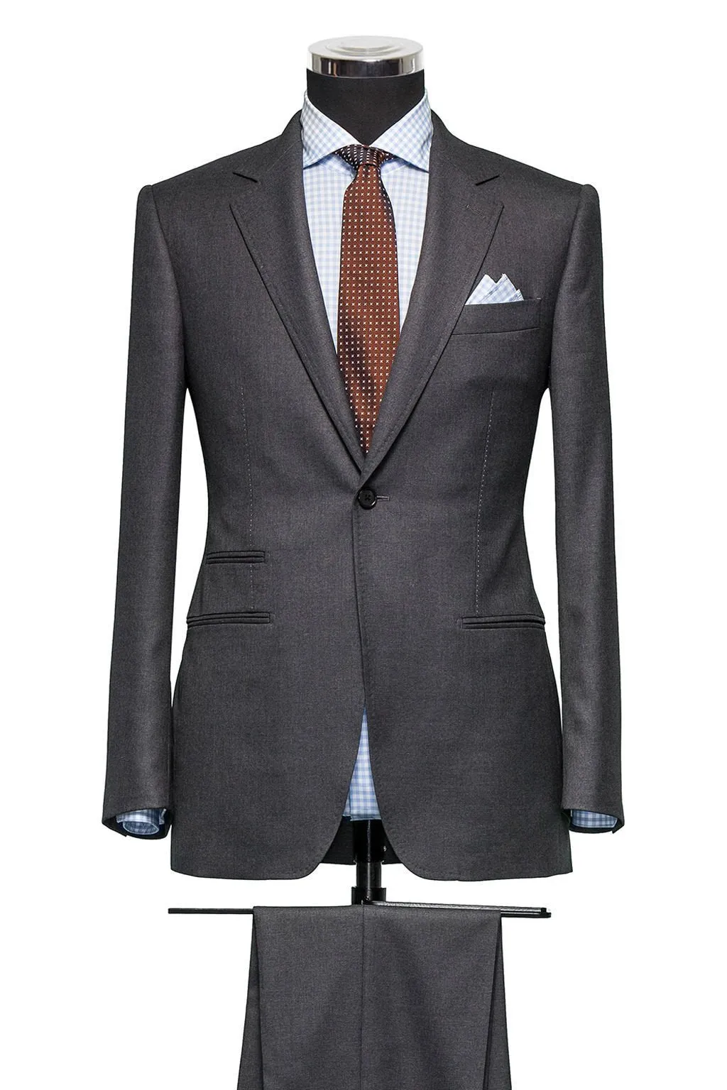 Barberis Canonico 365 Essentials Merino Wool Charcoal Grey Herringbone Fine Twill