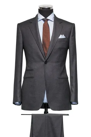 Barberis Canonico 365 Essentials Merino Wool Charcoal Grey Herringbone Fine Twill