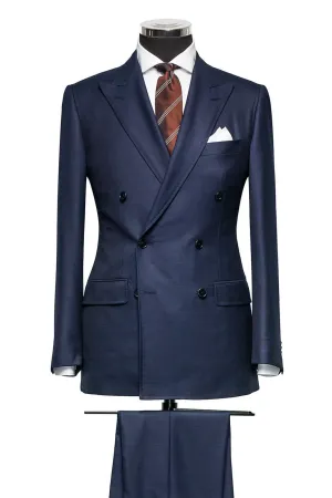 Barberis Canonico 365 Essentials Merino Wool Midnight Blue Herringbone Fine Twill