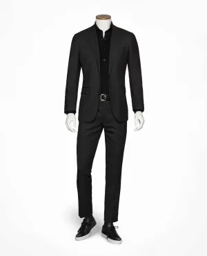 Barberis Canonico Black Twill S110 Merino Wool Doppio Ritorto