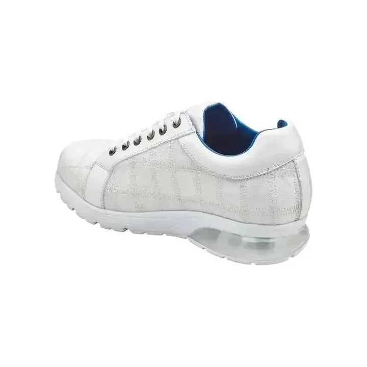 Belvedere Magnus Sneaker Shoes Ostrich Patchwork White E21