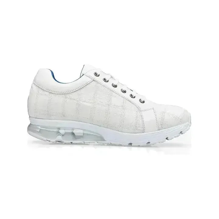 Belvedere Magnus Sneaker Shoes Ostrich Patchwork White E21