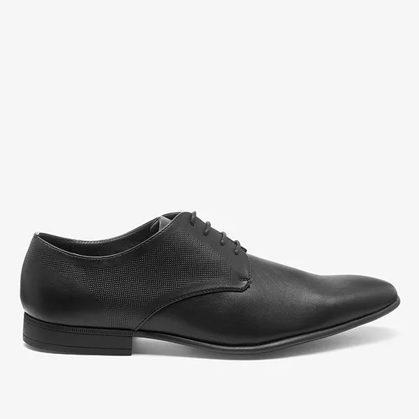 Black Textured Derby Shoes