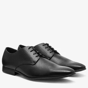 Black Textured Derby Shoes