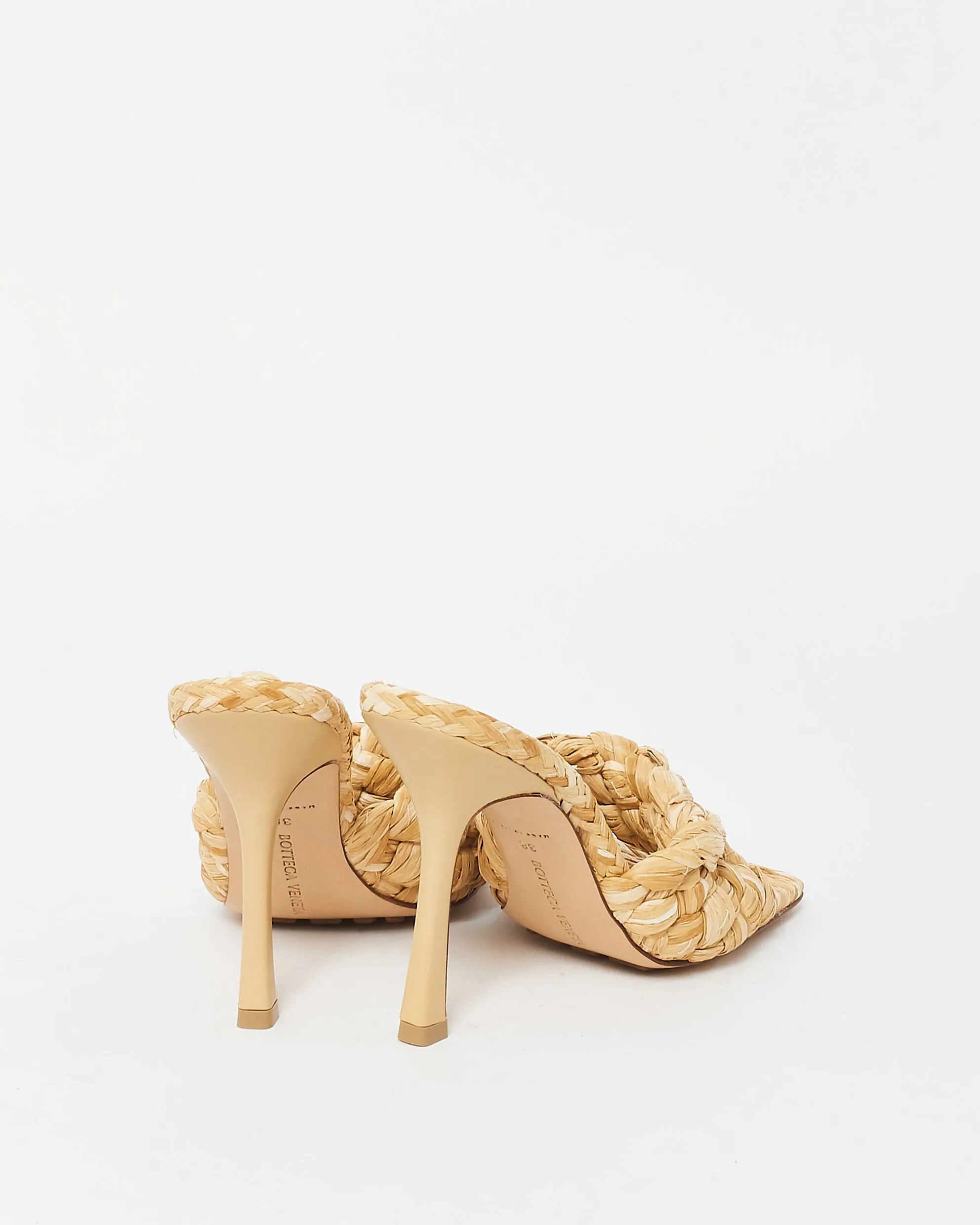 Bottega Veneta Beige Raffia Braided Mule Sandals - 38