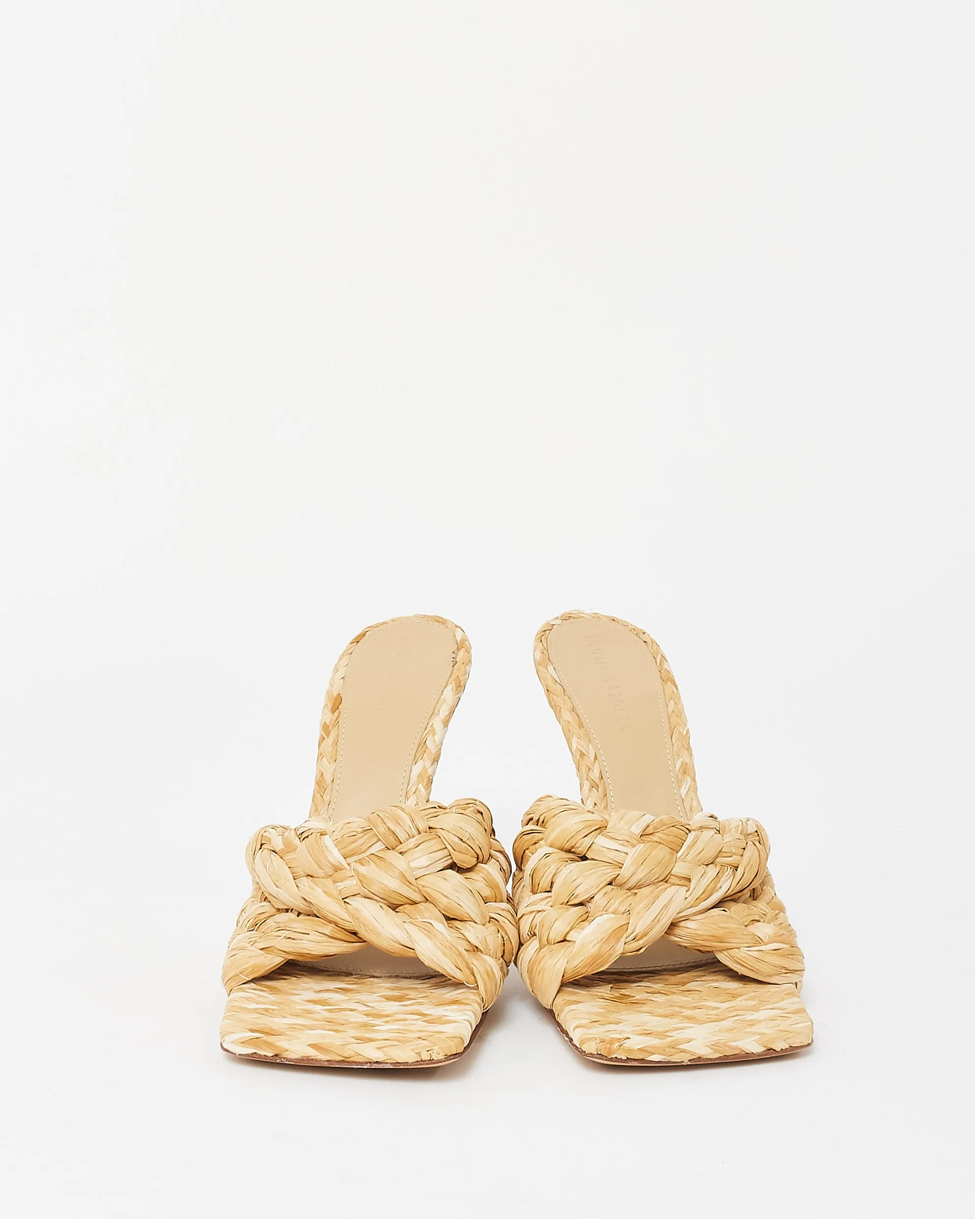 Bottega Veneta Beige Raffia Braided Mule Sandals - 38