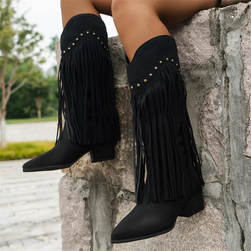Casual Patchwork Tassel Pointed Keep Warm Out Door Shoes