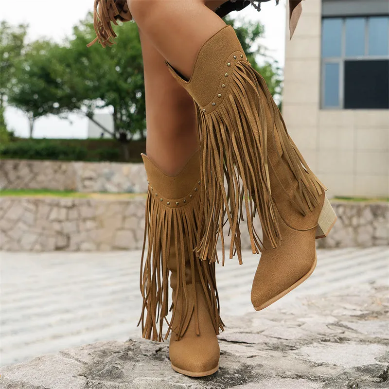Casual Patchwork Tassel Pointed Keep Warm Out Door Shoes