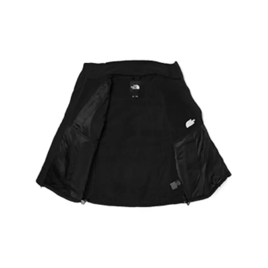 The North Face DENALI FW22 Solid fleece print logo zip stand collar vintage jacket men's Black