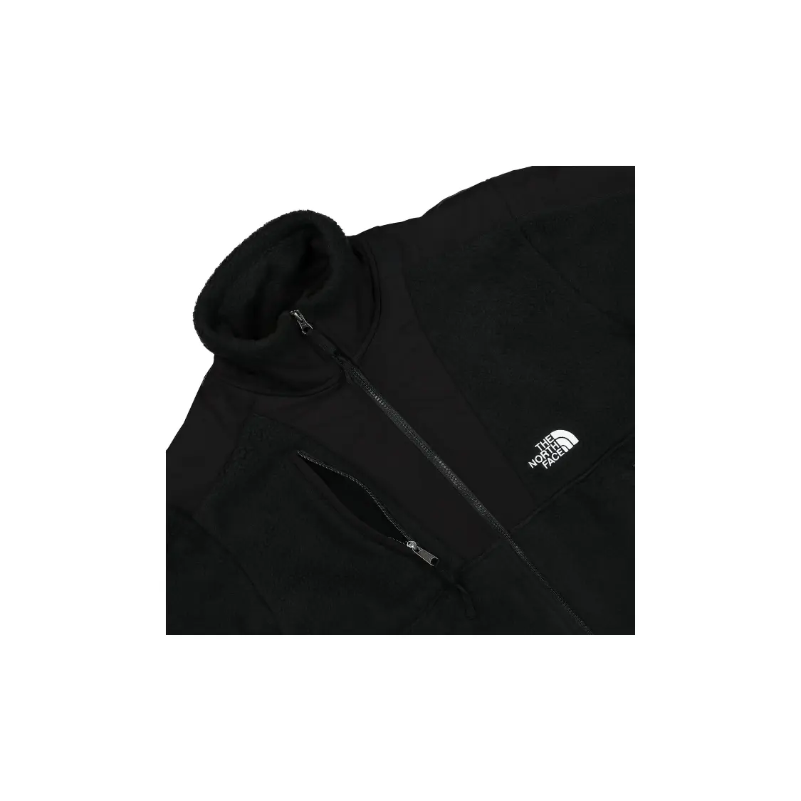 The North Face DENALI FW22 Solid fleece print logo zip stand collar vintage jacket men's Black