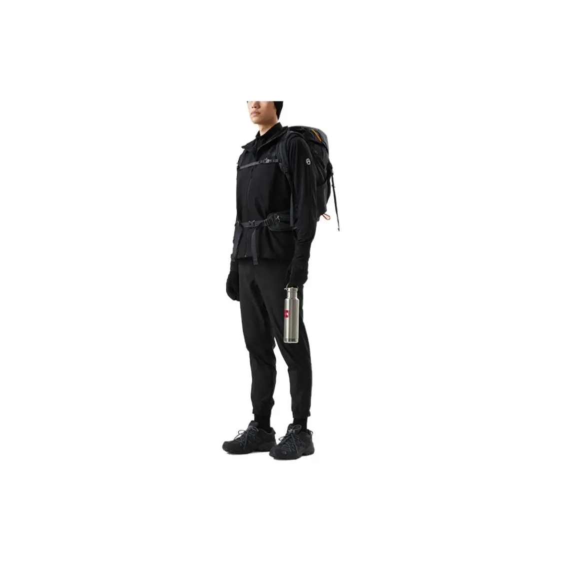 Solid stand collar zip vest men's Black