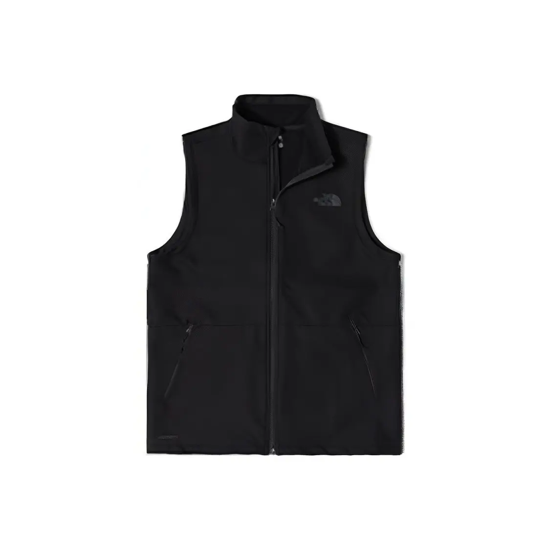 Solid stand collar zip vest men's Black