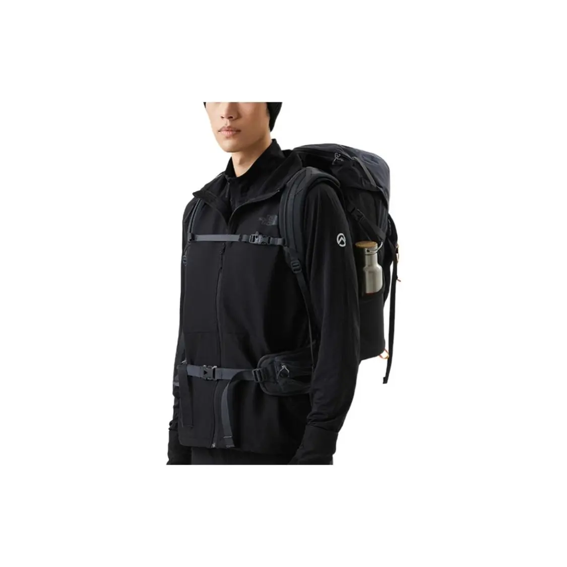 Solid stand collar zip vest men's Black