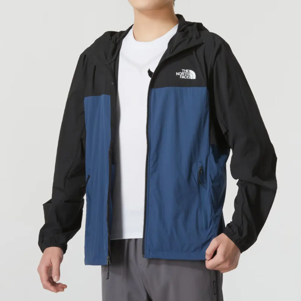 The North Face SUN CHASE M SUN CHASE WIND JACKET urban outdoor collection colour block hooded zip jacket outerwear men's Black / Blue