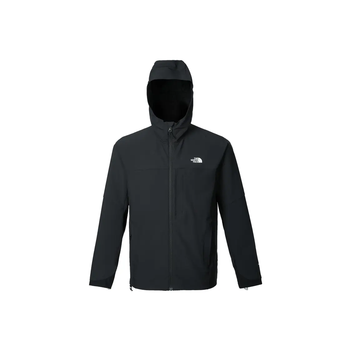 The North Face relaxed fit Solid hooded zip long sleeve softshell windproof water-repellent jacket outerwear men's Black