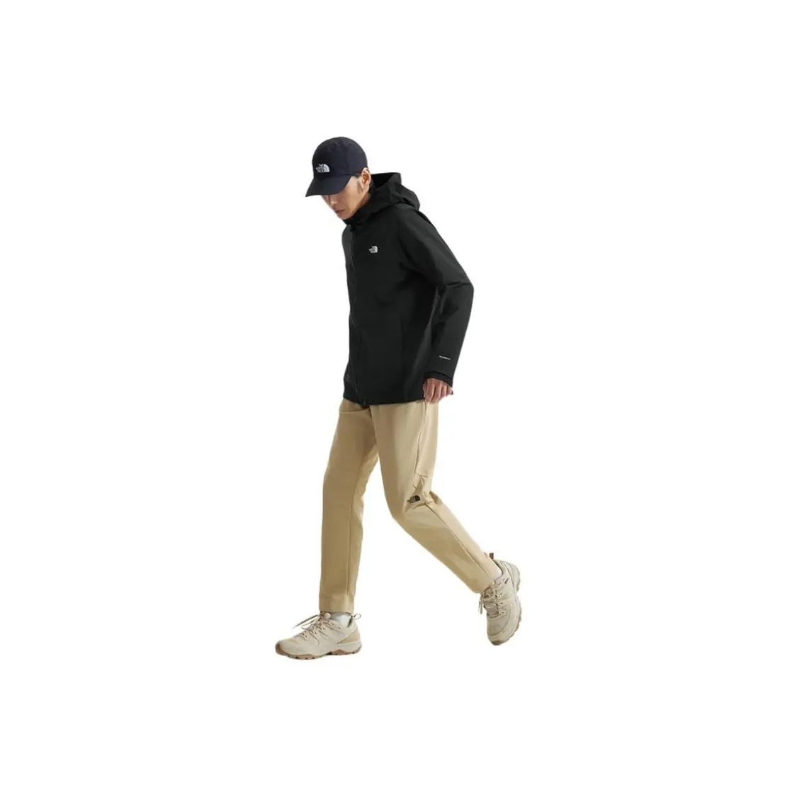 The North Face relaxed fit Solid hooded zip long sleeve softshell windproof water-repellent jacket outerwear men's Black