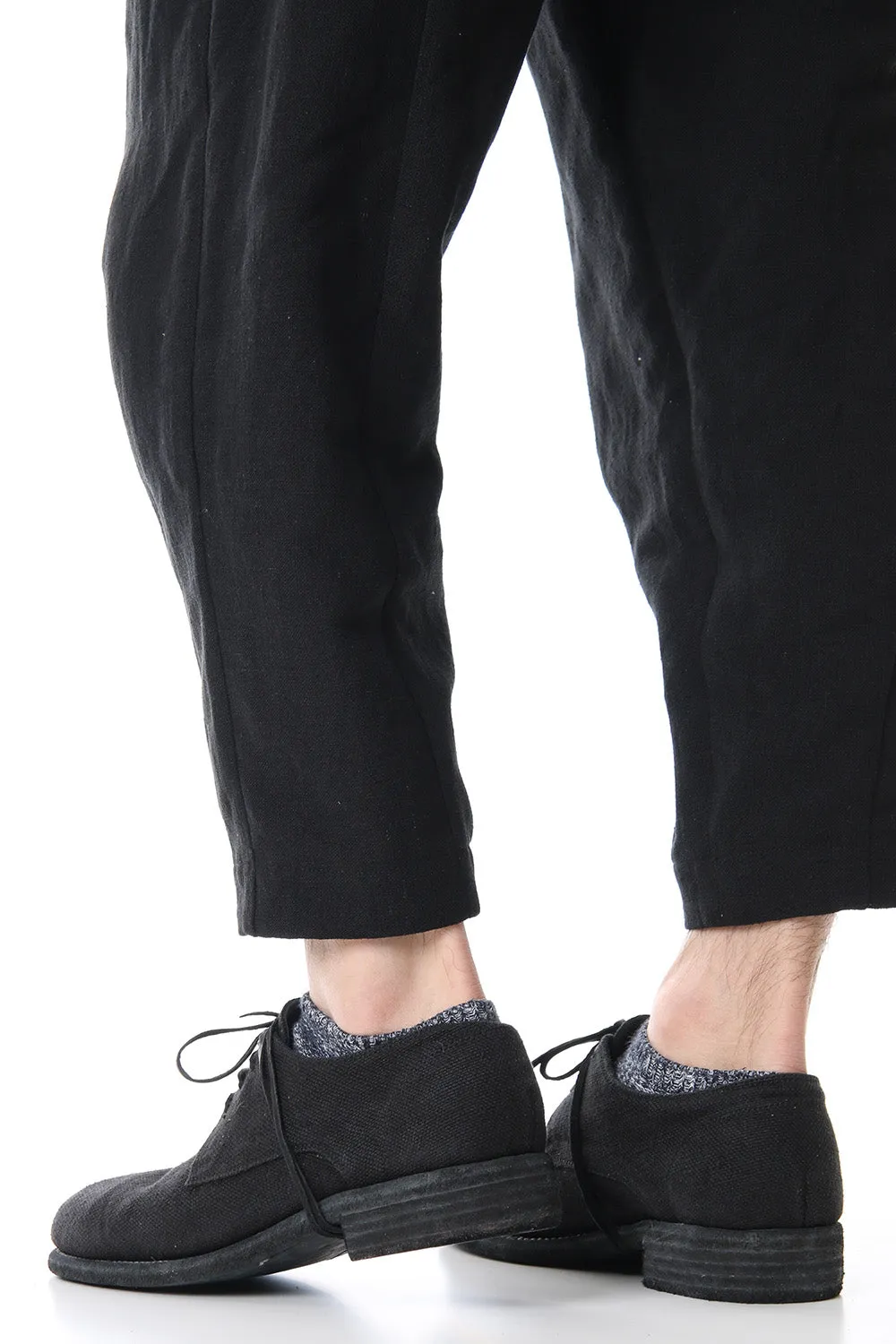 Classic Derby Shoes Laced Up Single Sole - 992  Linen - Black