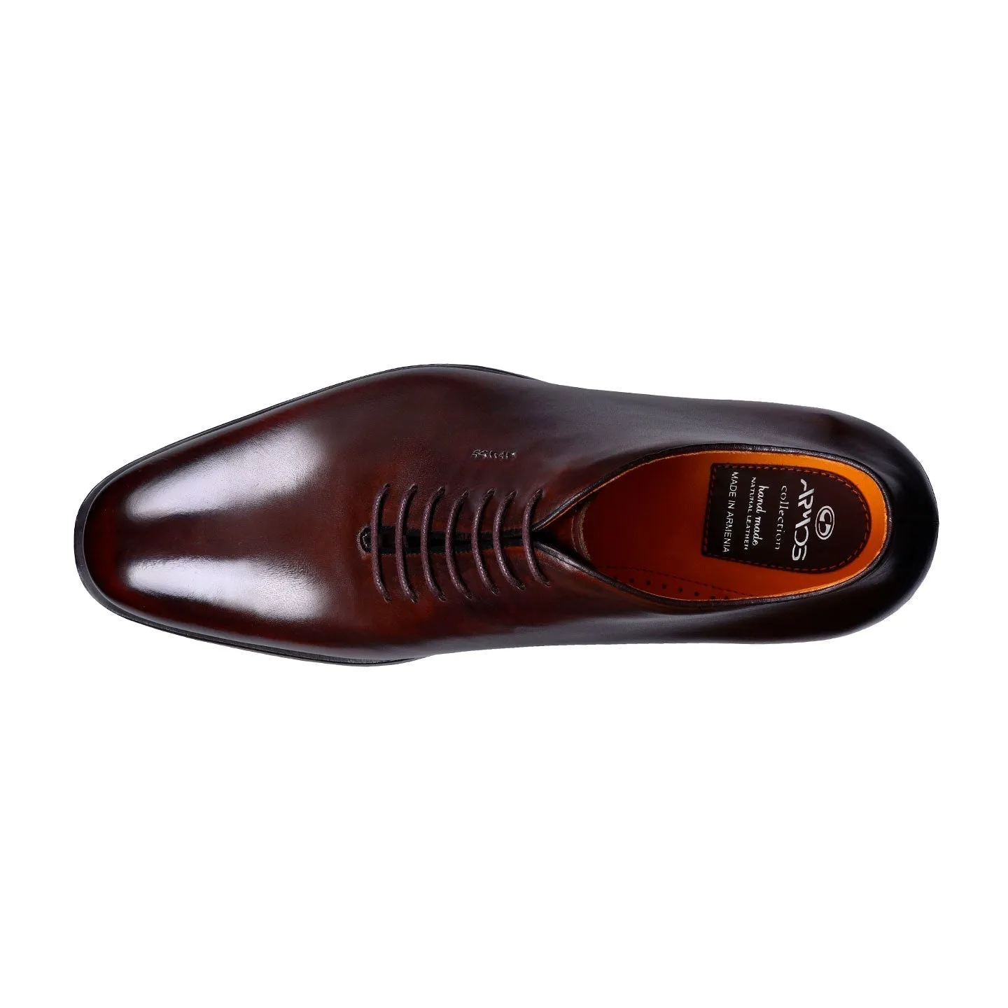 Cognac Leather Oxford Ankle Boots