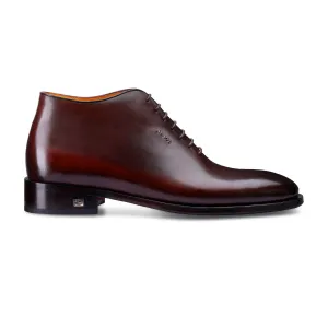 Cognac Leather Oxford Ankle Boots