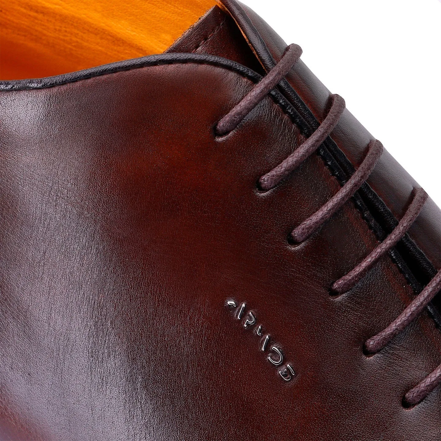 Cognac Leather Oxford Ankle Boots