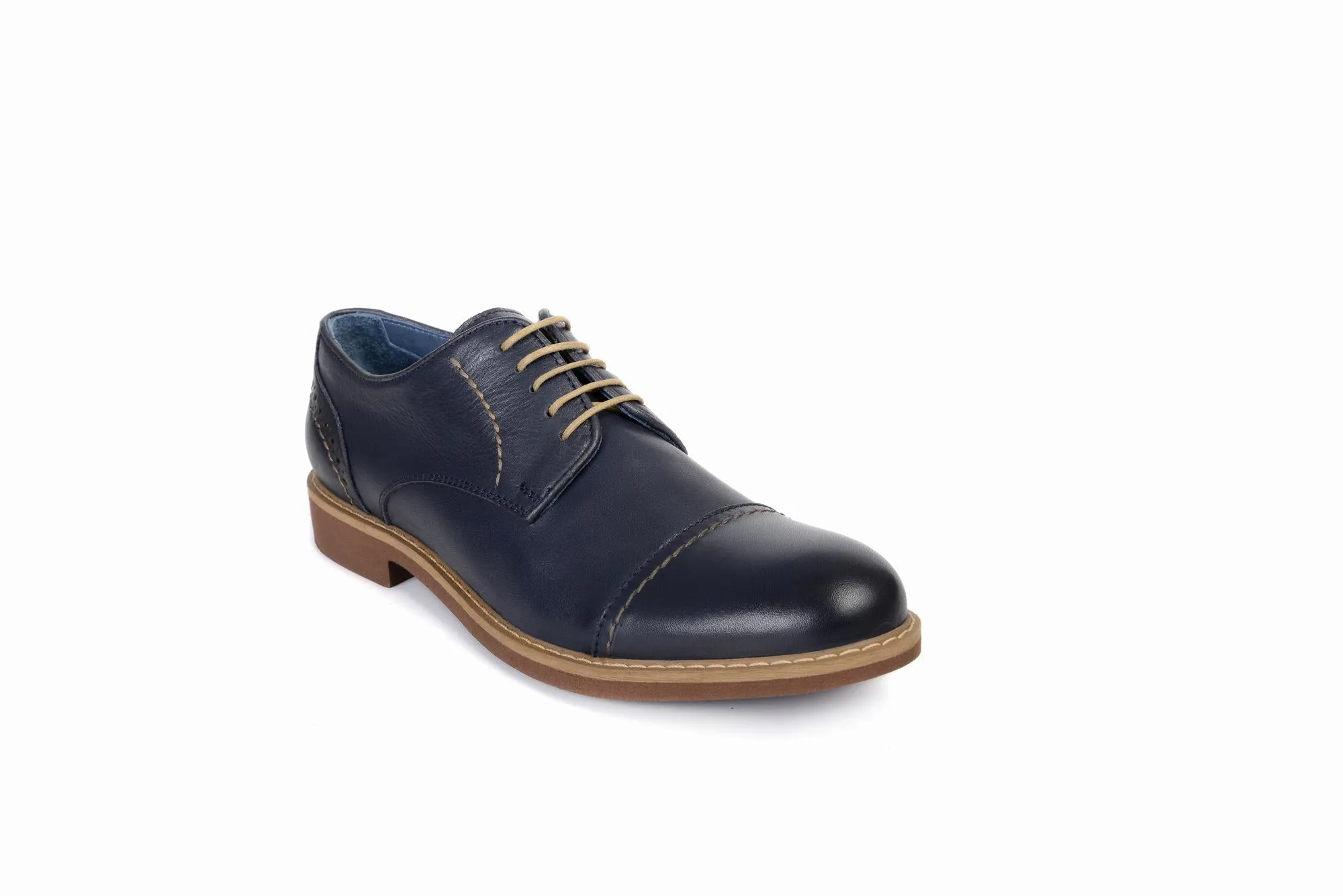 FOOT FEDERATION CITY DERBY CAP-TOE MENS SHOE NAVY BLUE