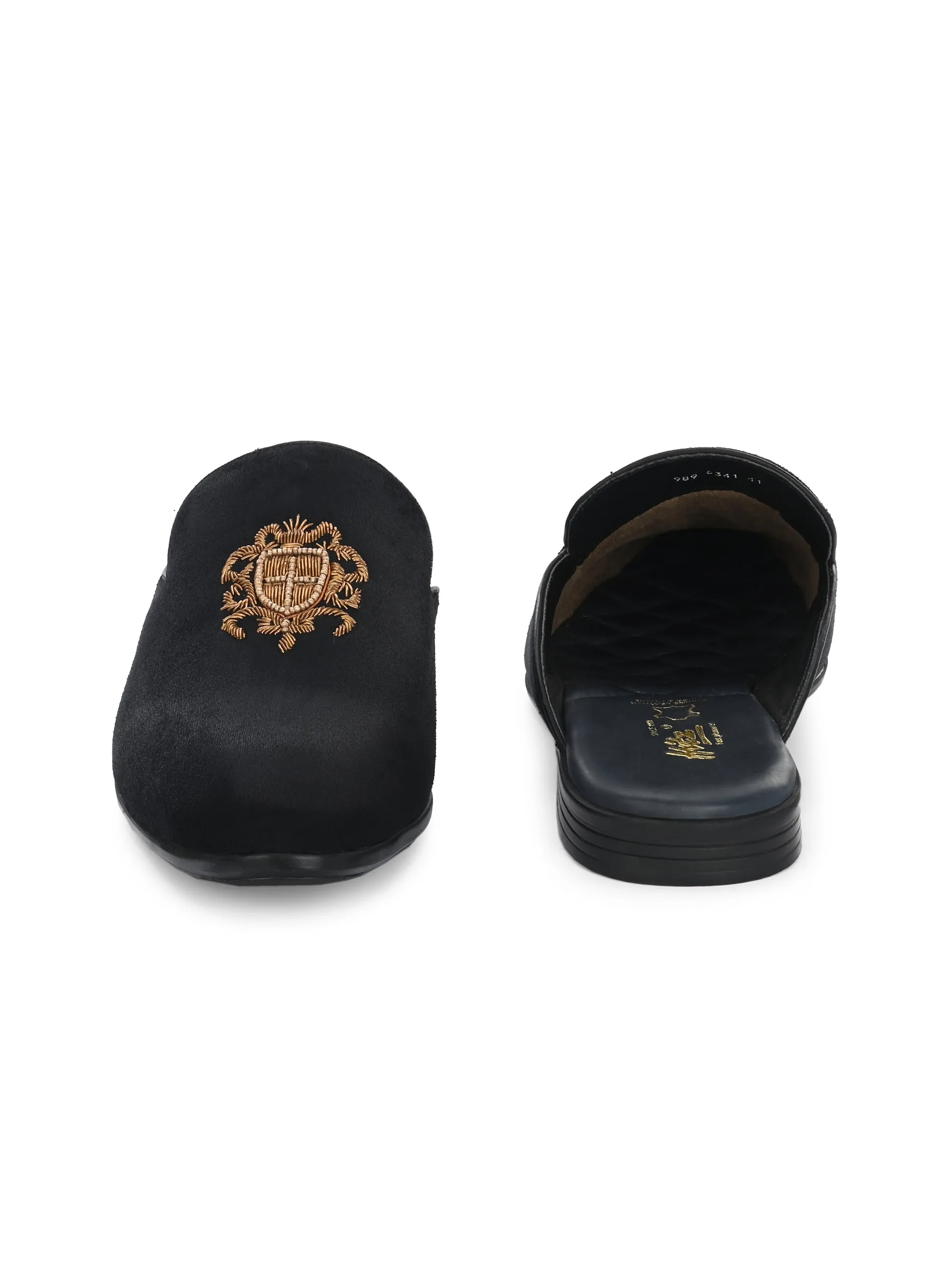 Hitz Men's Black Velvet Mule Shoes