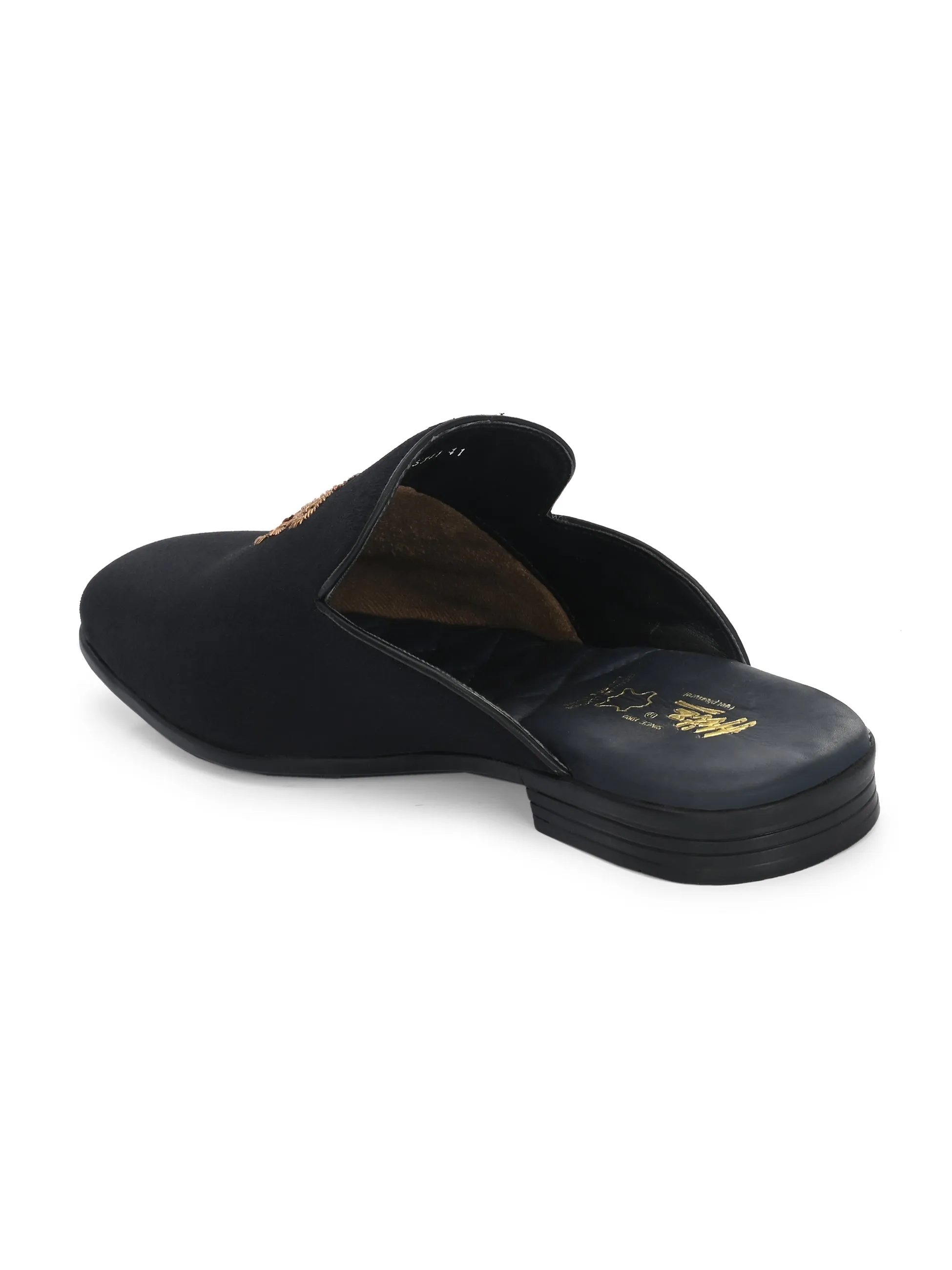 Hitz Men's Black Velvet Mule Shoes