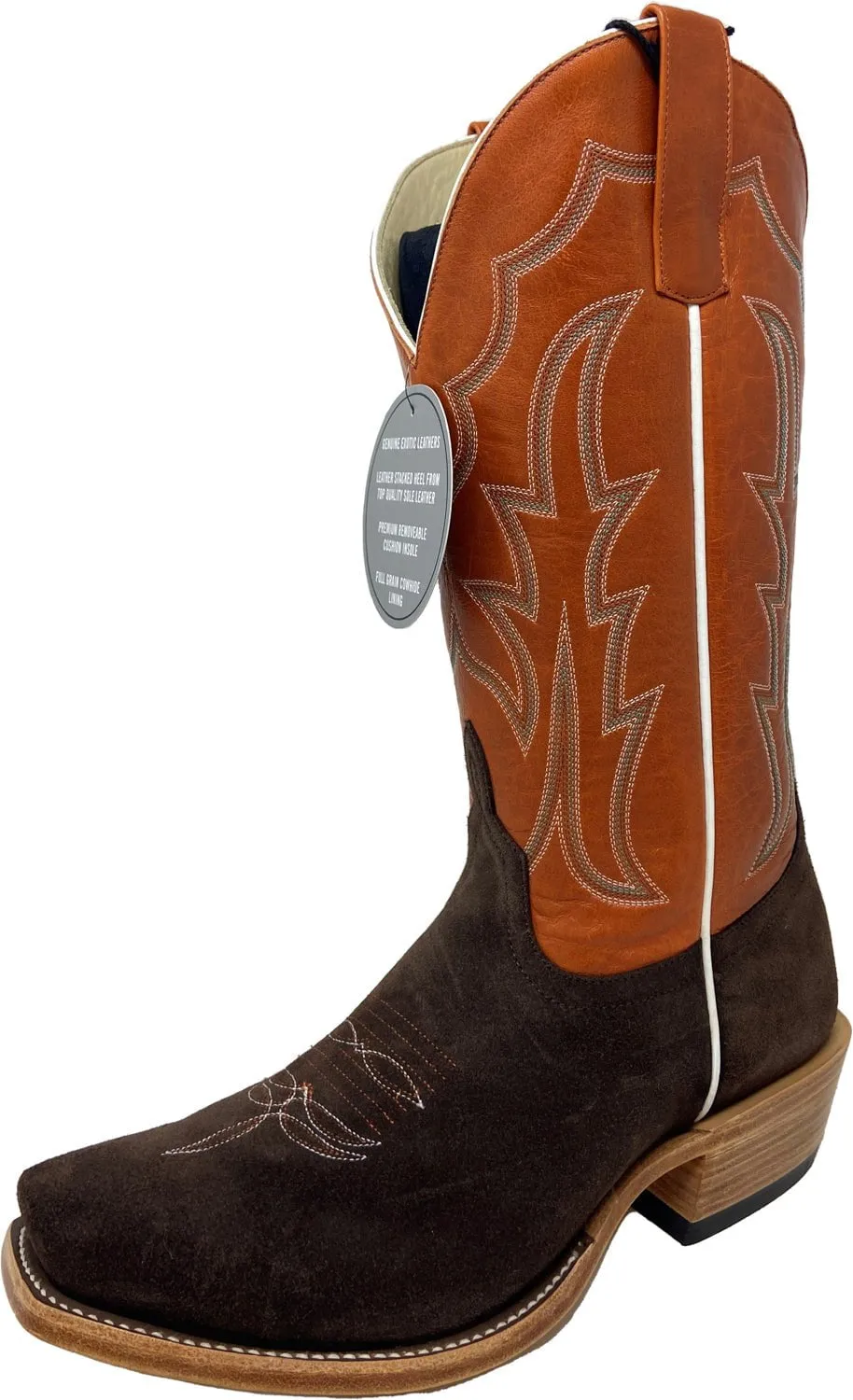 Horse Power by Anderson Bean Mens Tangerine Leather Top Hand Cowboy Boots 13 EE