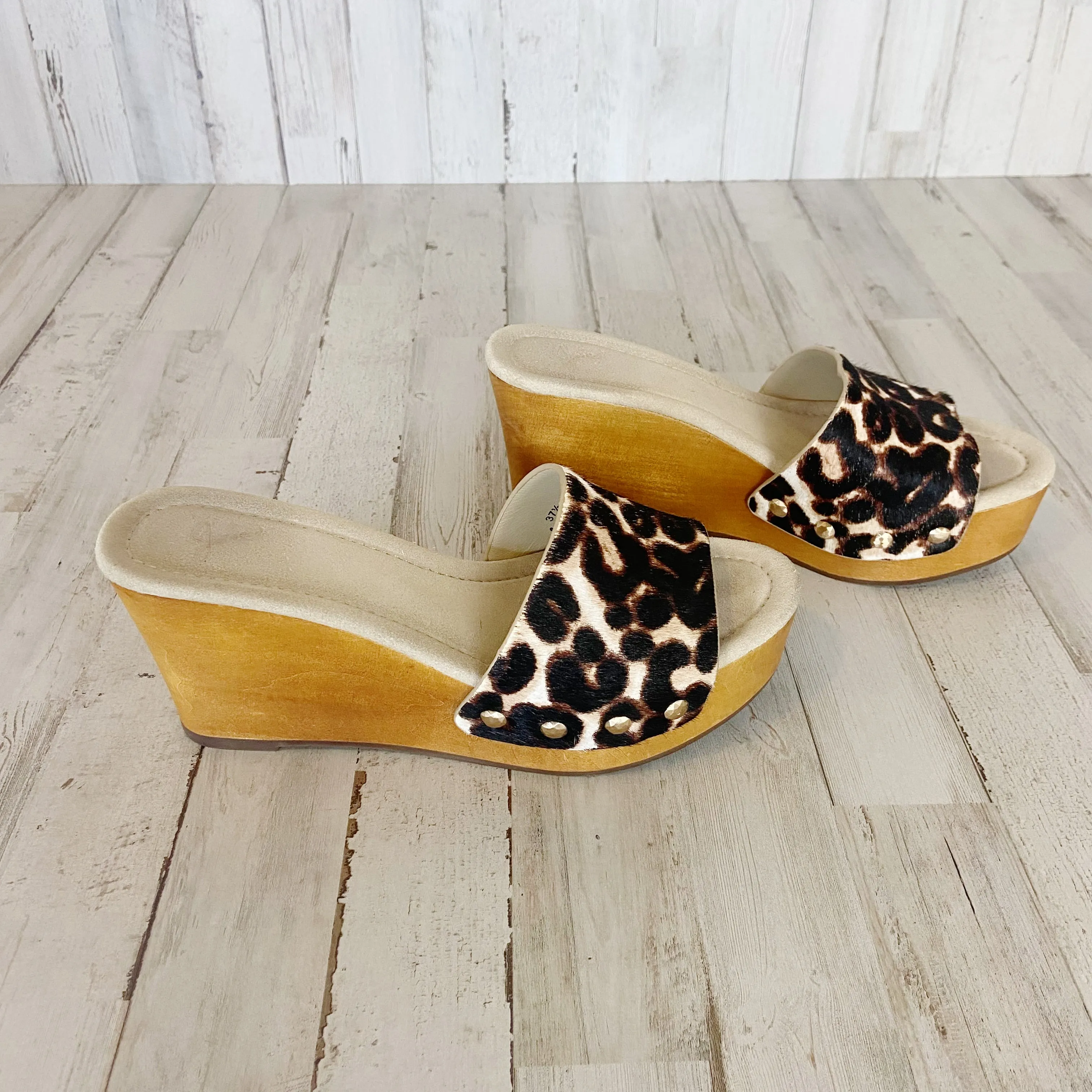 Joie | Womens Snow Leopard Print Calf Hair Bodie Wedge | Size: 37.5