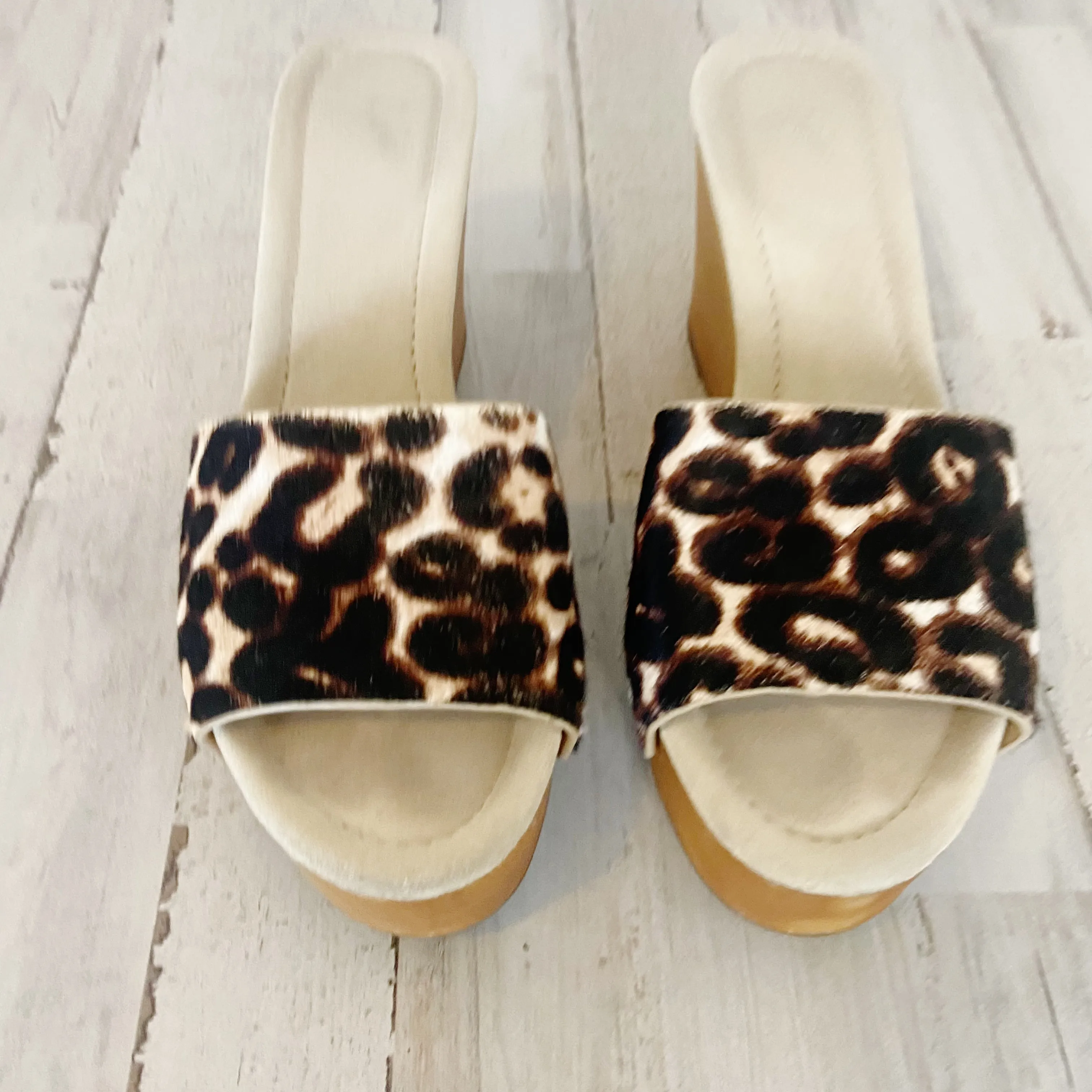 Joie | Womens Snow Leopard Print Calf Hair Bodie Wedge | Size: 37.5