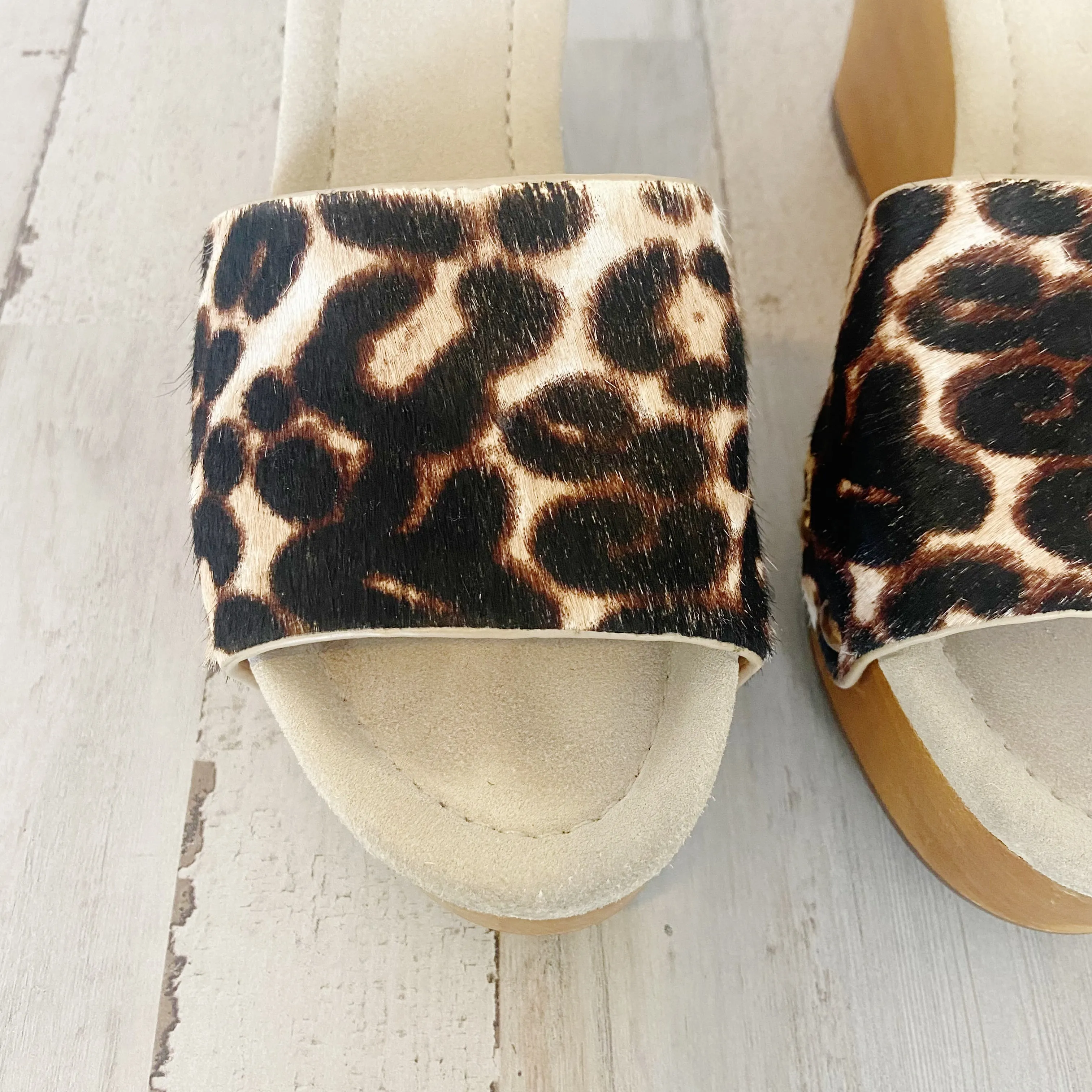 Joie | Womens Snow Leopard Print Calf Hair Bodie Wedge | Size: 37.5