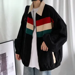 Joskaa Black Friday Sales Vintage Corduroy Zip-Up Jacket Women Turn-Down Collar Patchwork Oversize Jackets Harajuku Korean Loose Outerwear Chaqueta Mujer