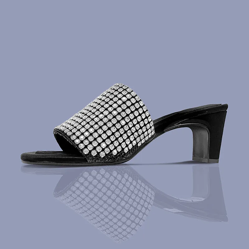Lavish - LVEMUHLS Black Evening Mule Heels