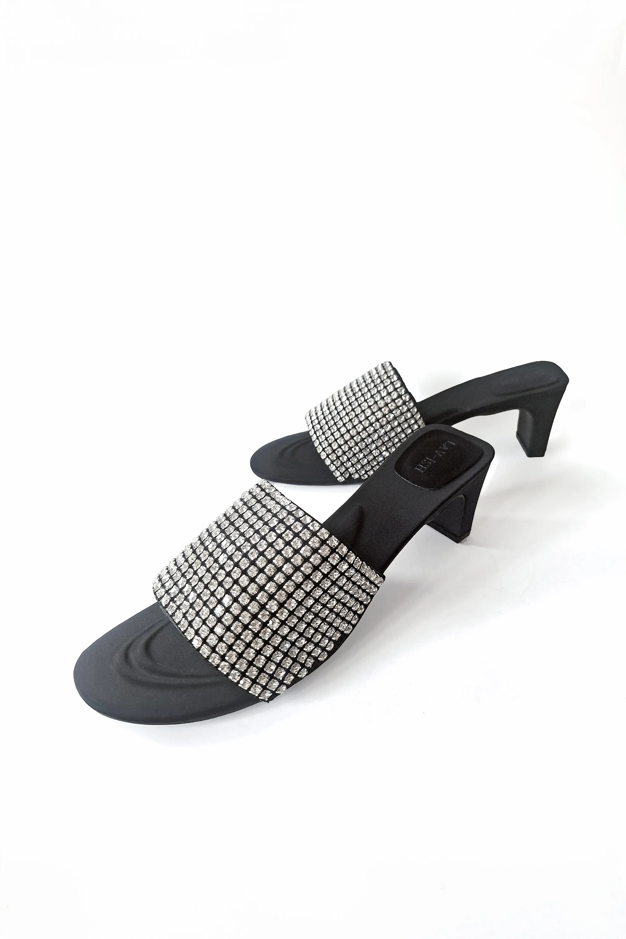 Lavish - LVEMUHLS Black Evening Mule Heels