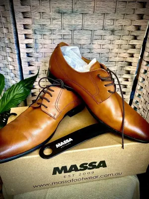 Massa Ascoli Leather Derby Dress Lace Up Shoes Wedding Business Formal in Tan - UK 9