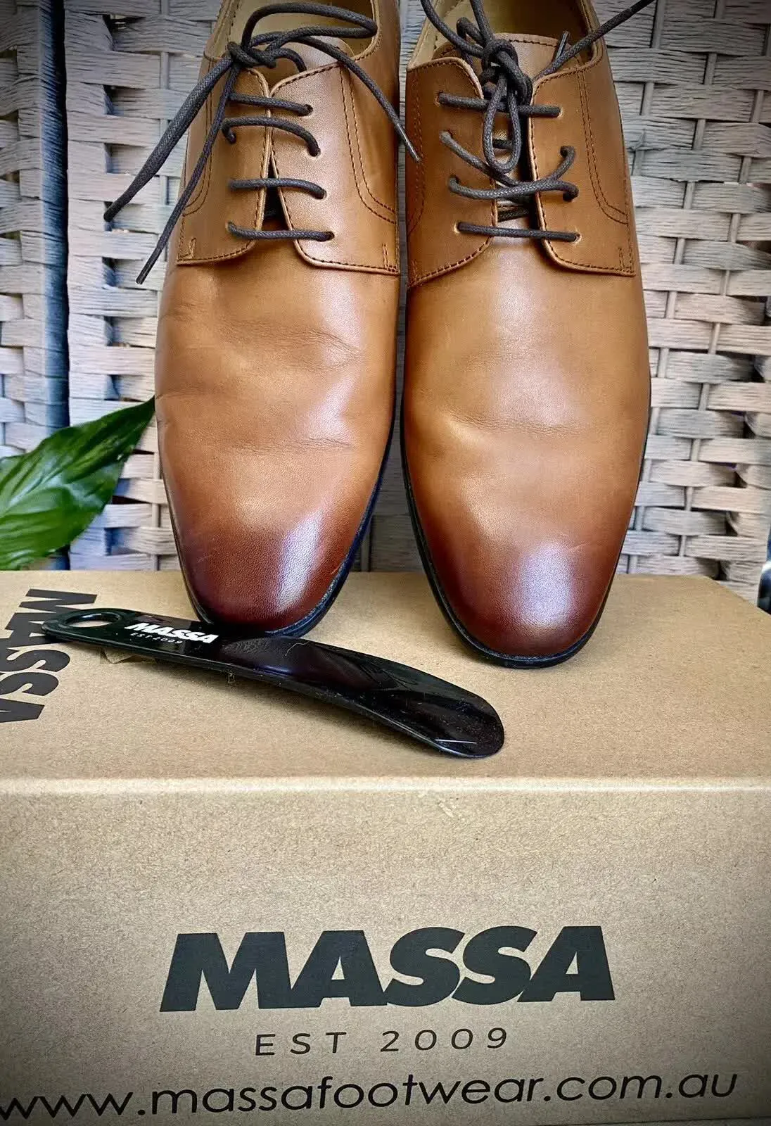 Massa Ascoli Leather Derby Dress Lace Up Shoes Wedding Business Formal in Tan - UK 9