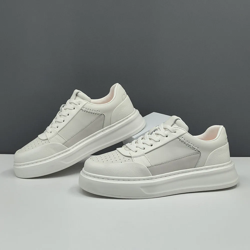 Men Fashion Casual Breathable Leather Court Sneakers