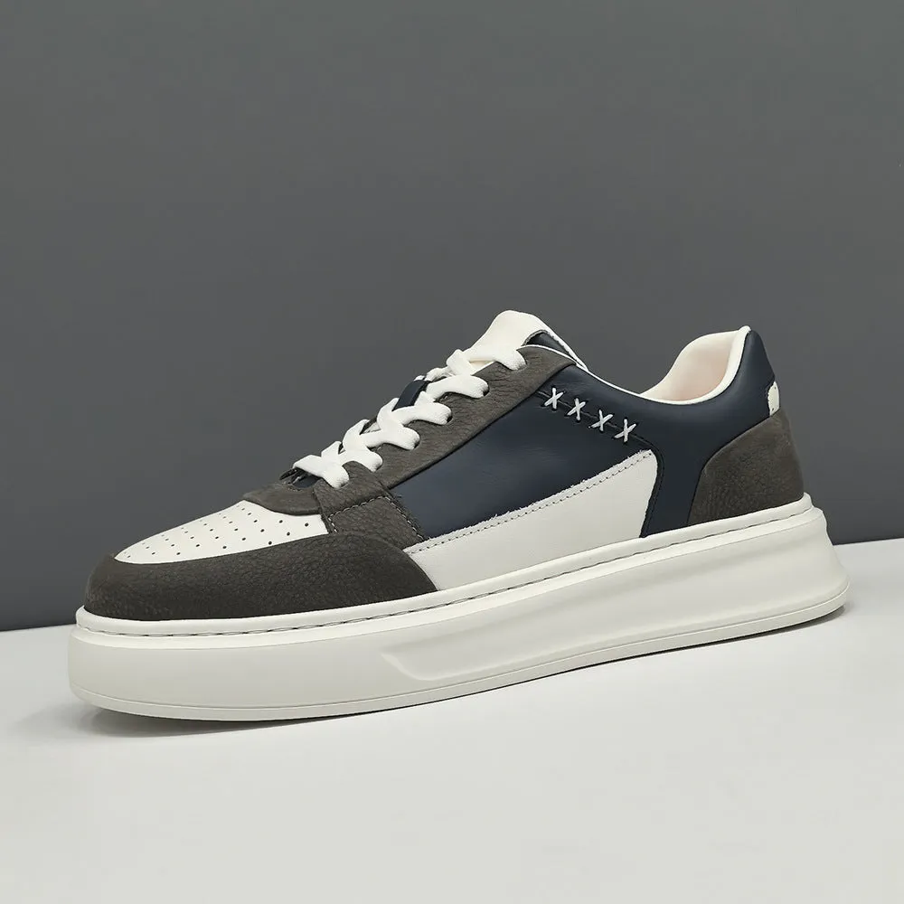 Men Fashion Casual Breathable Leather Court Sneakers