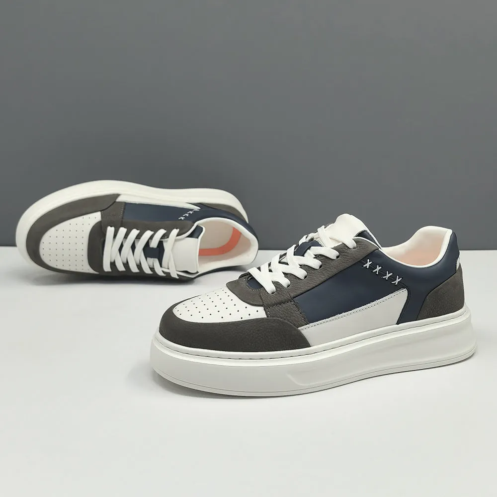 Men Fashion Casual Breathable Leather Court Sneakers
